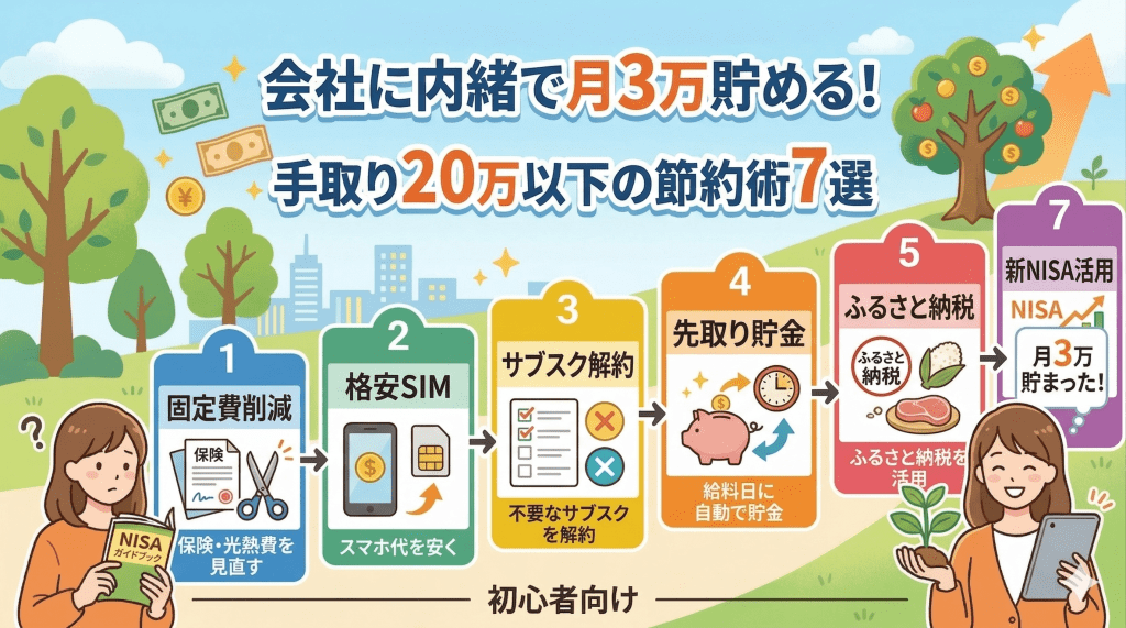 手取り20万以下でも月3万貯まった|会社に内緒でやってる節約術7選