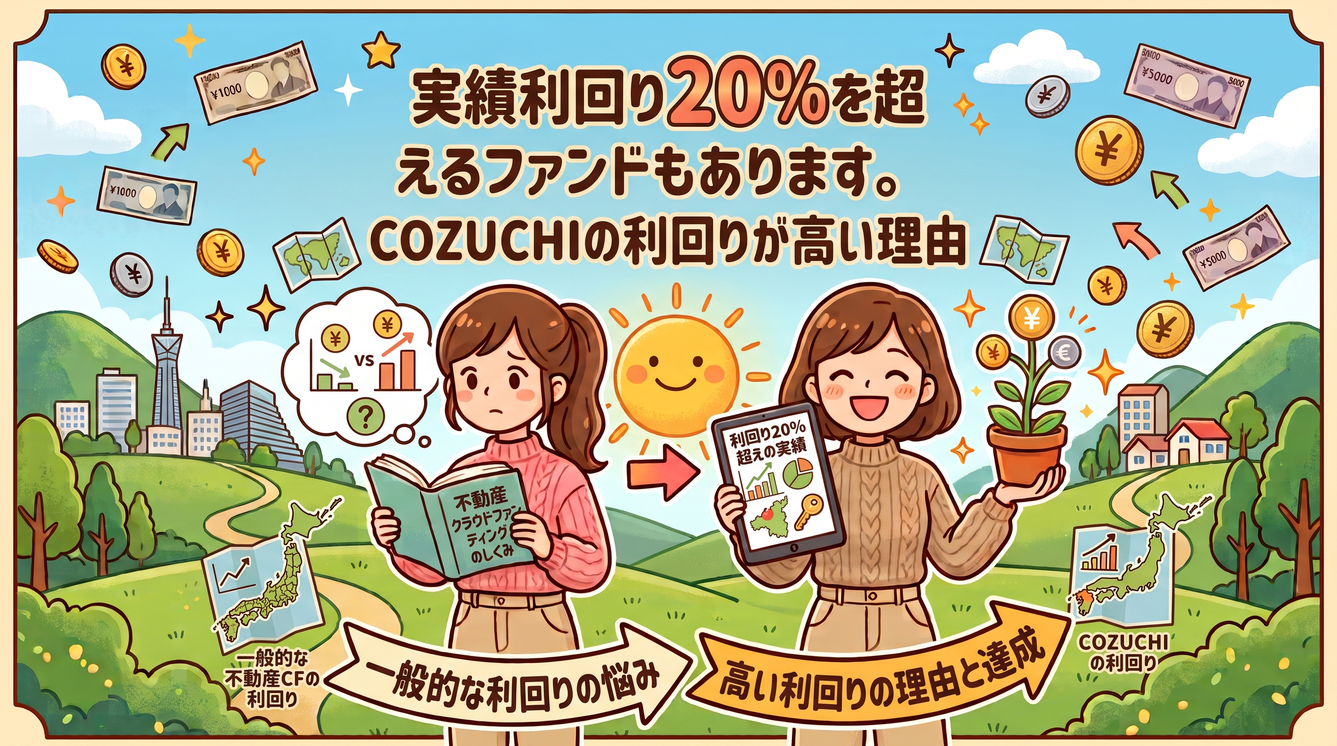 実績利回り20%を超えるファンドもあります。COZUCHIの利回りが高い理由