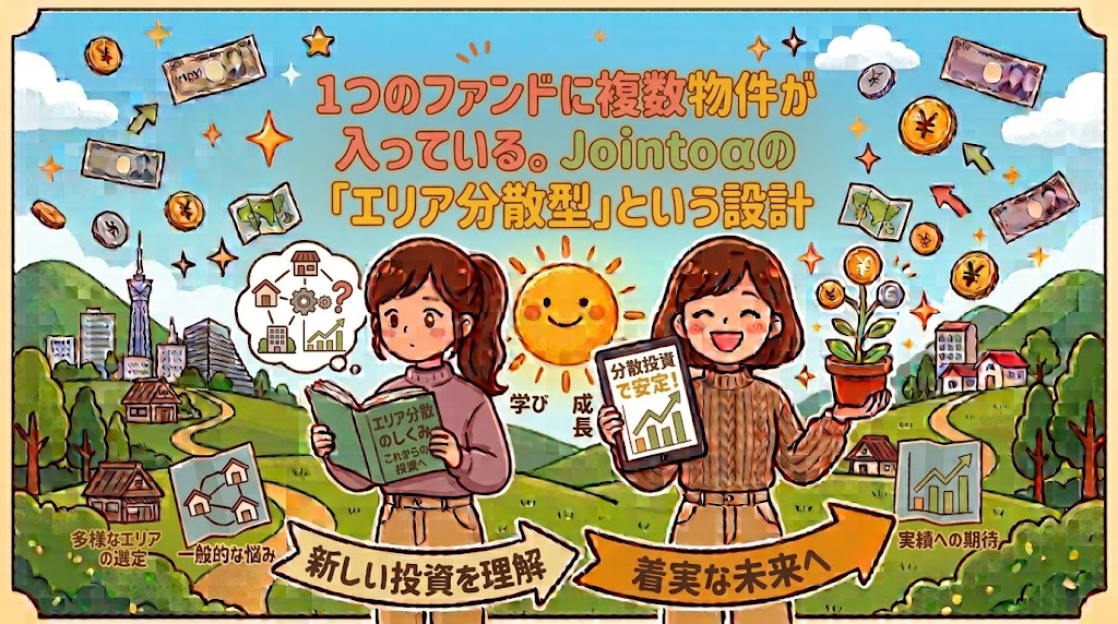 1つのファンドに複数物件が入っている。Jointoαの「エリア分散型」という設計