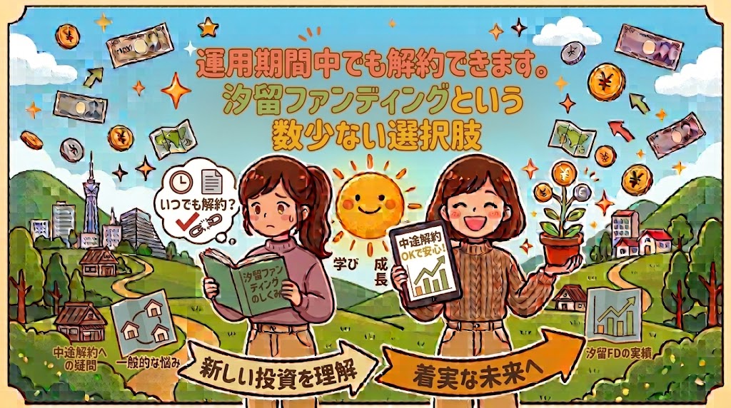 運用期間中でも解約できます。汐留ファンディングという数少ない選択肢
